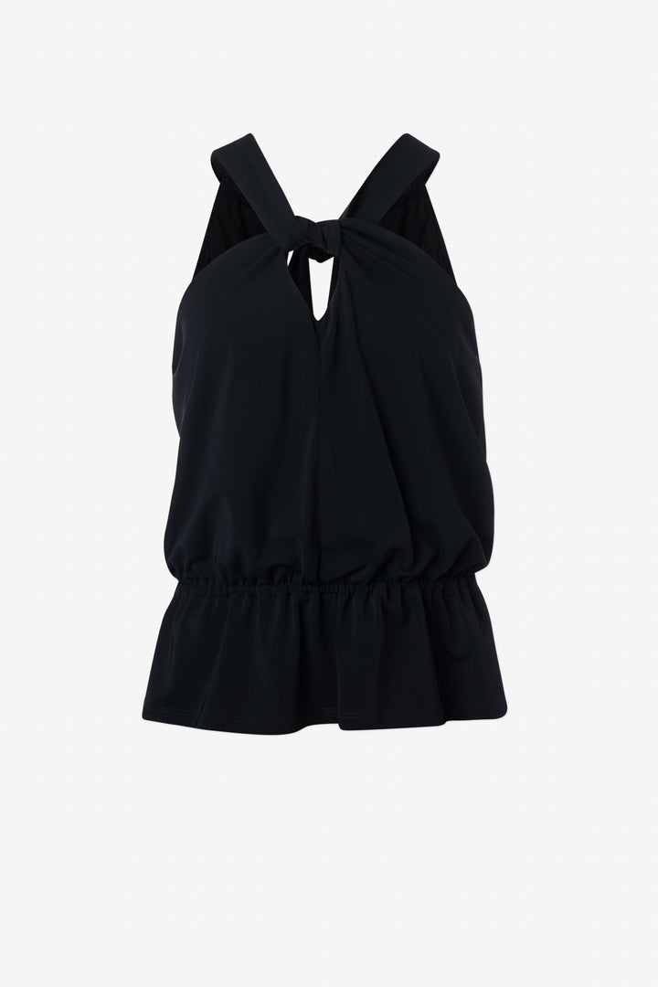 Matte jersey sleeveless knotted top