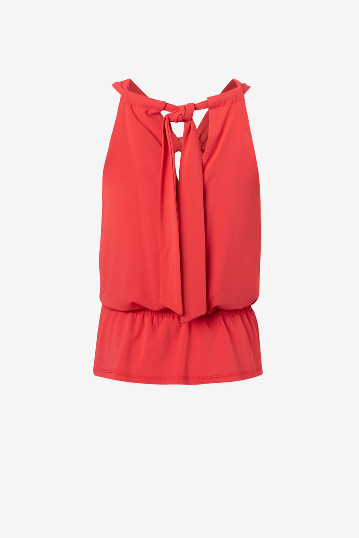 Matte jersey sleeveless knotted top