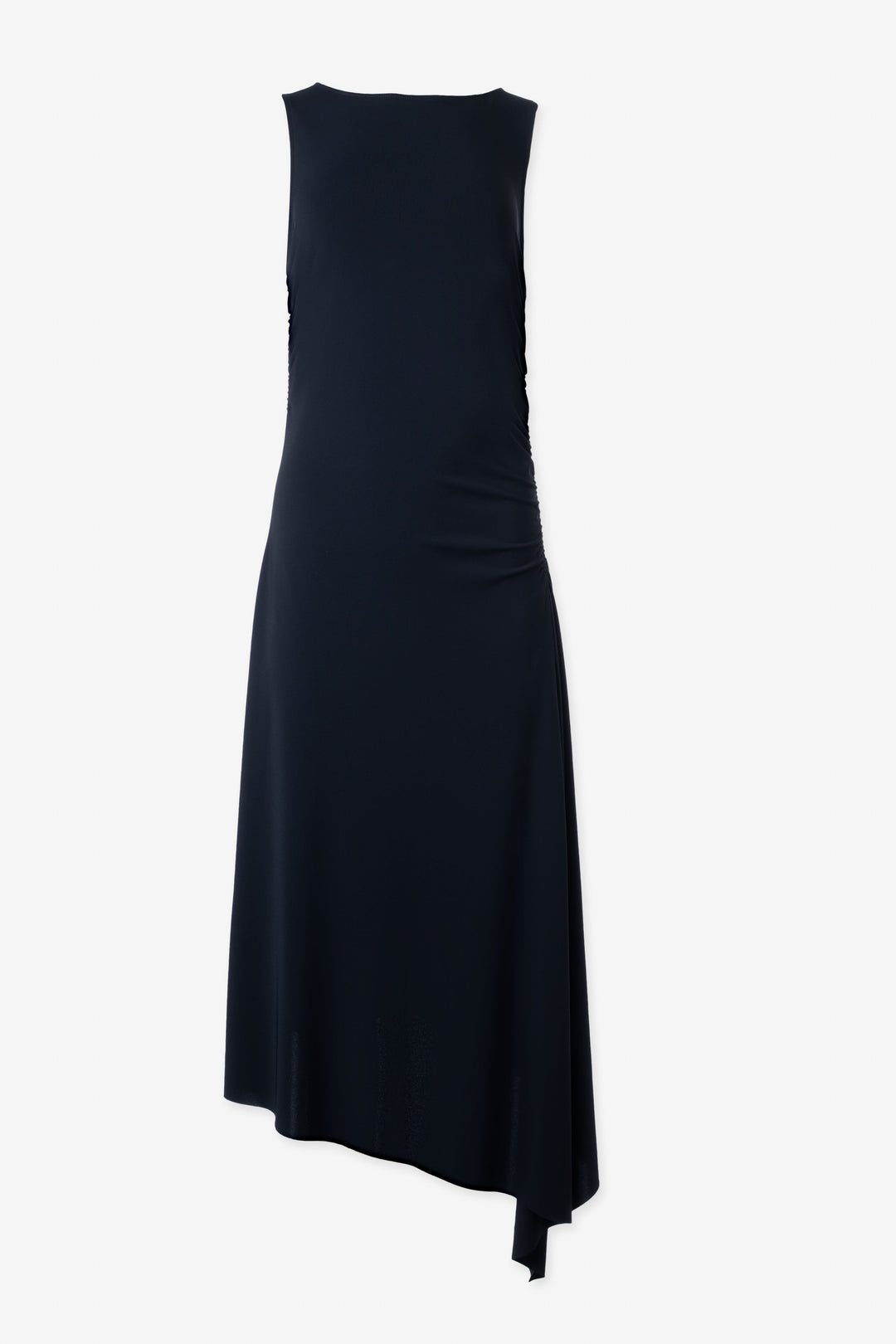 Asymetric gathered midi dress