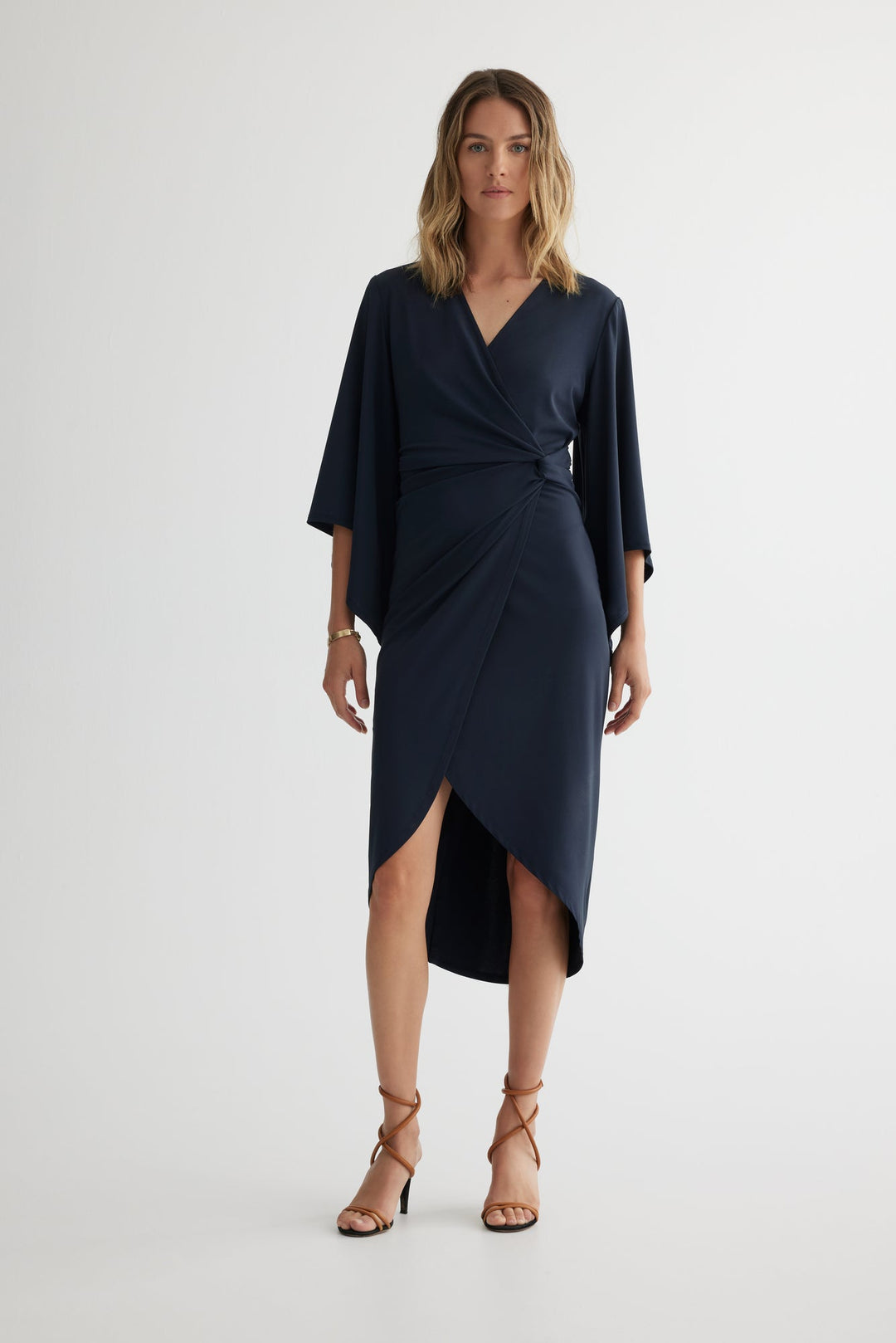 Draped dress with side knot