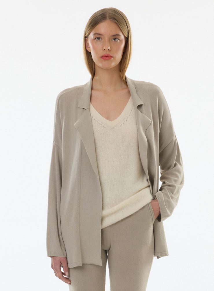 Organic Cotton Knit Stonewashed Jacket With Self Tie - JACKET - Majestic Filatures North America