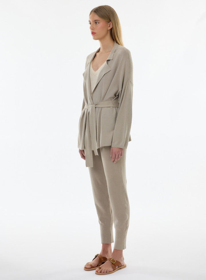 Organic Cotton Knit Stonewashed Jacket With Self Tie - JACKET - Majestic Filatures North America