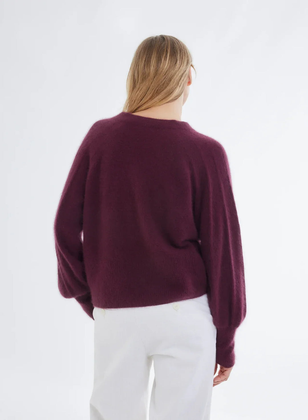 Ultra Soft Long Sleeve V-Neck Sweater With Rib Detail Sleeve