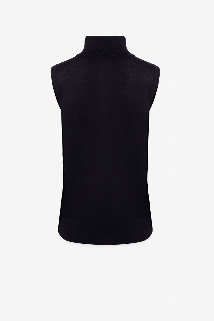 Merino blend sleeveless turtleneck