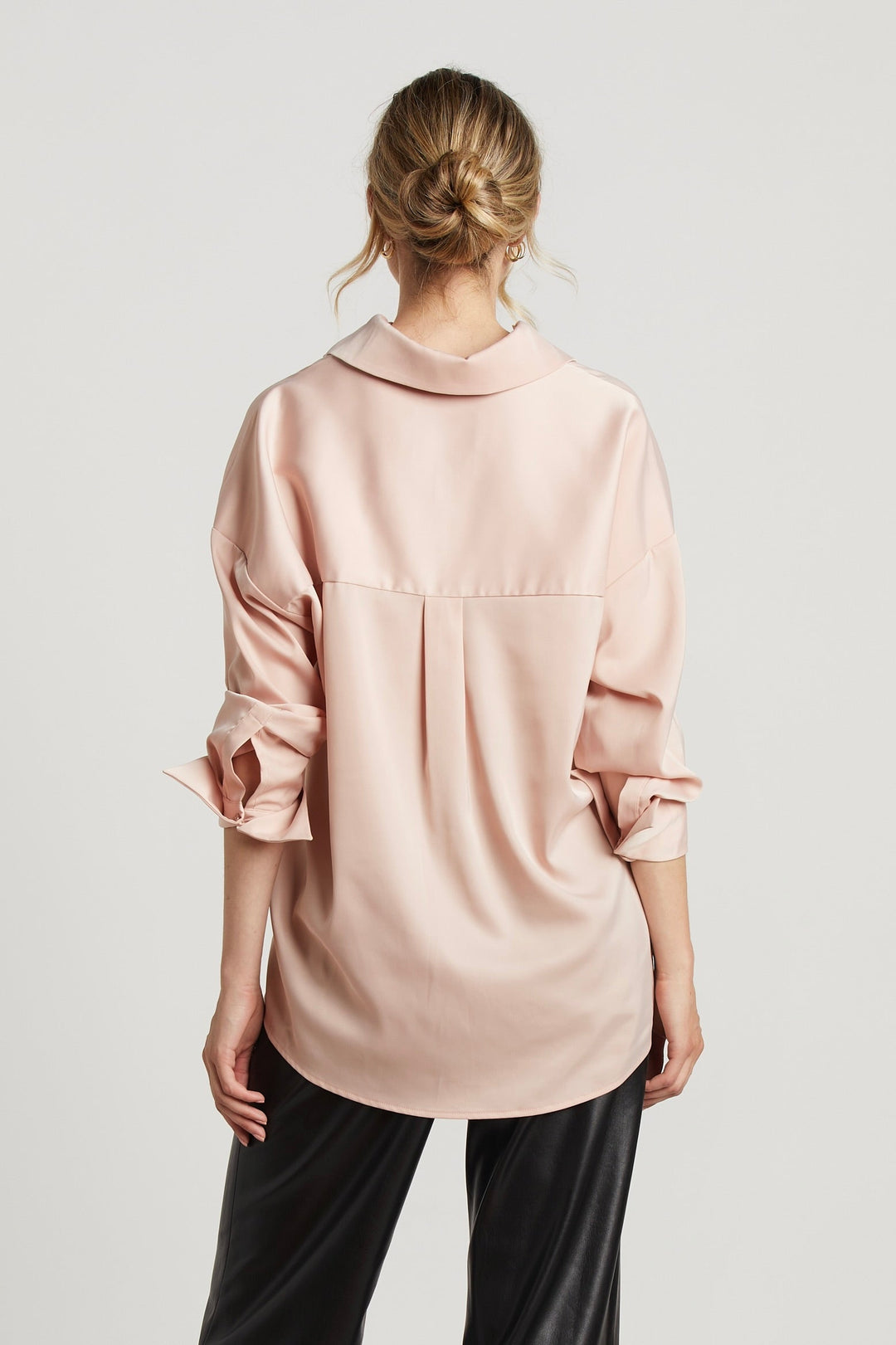 Kay Popover Satin Blouse W/ Long Cuffs