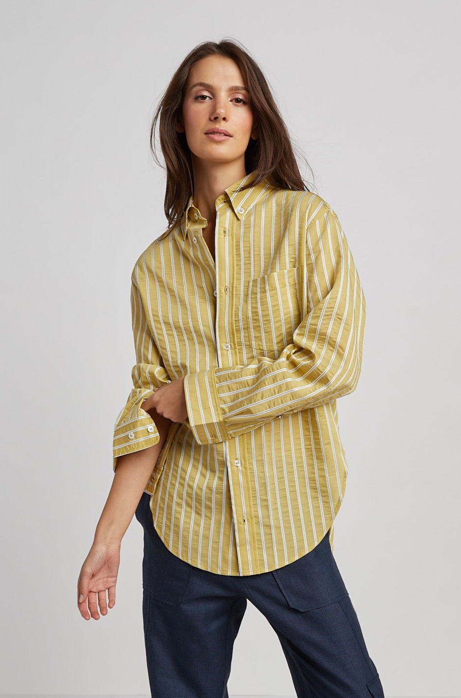 Kean Boyfriend Striped Button Down Shirt