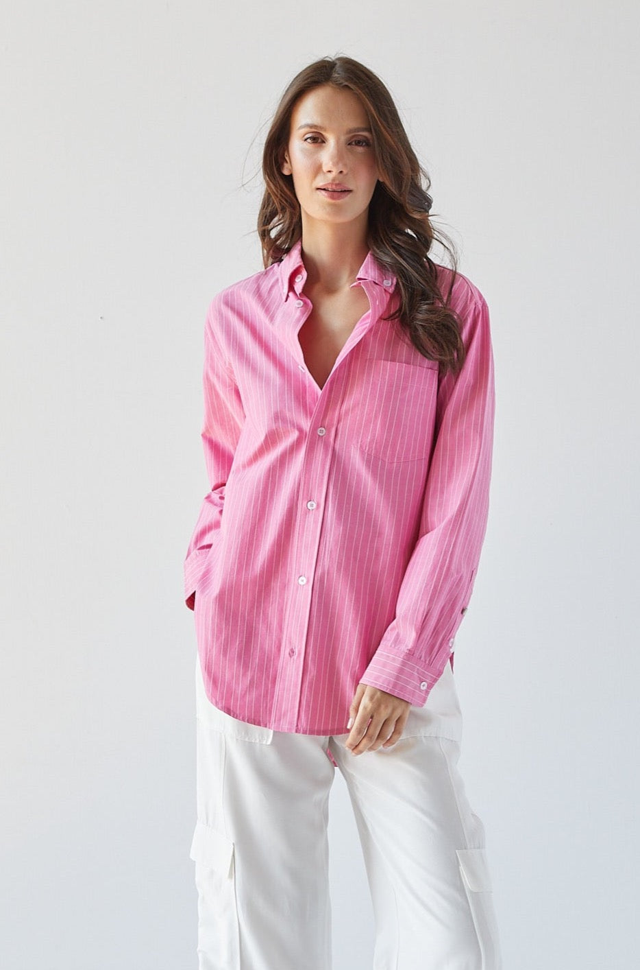 Kean Boyfriend Striped Button Down Shirt