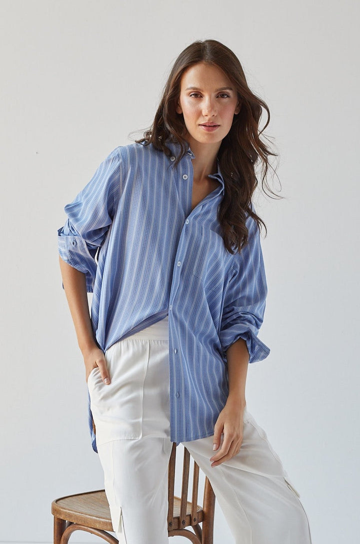 Kean Boyfriend Striped Button Down Shirt