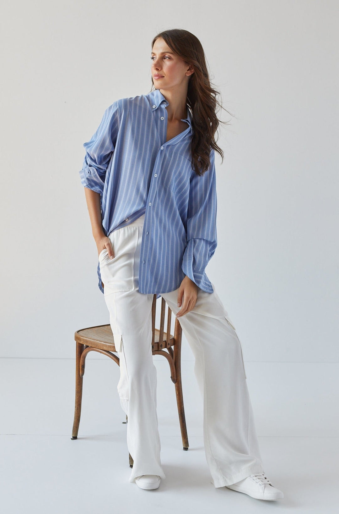 Kean Boyfriend Striped Button Down Shirt