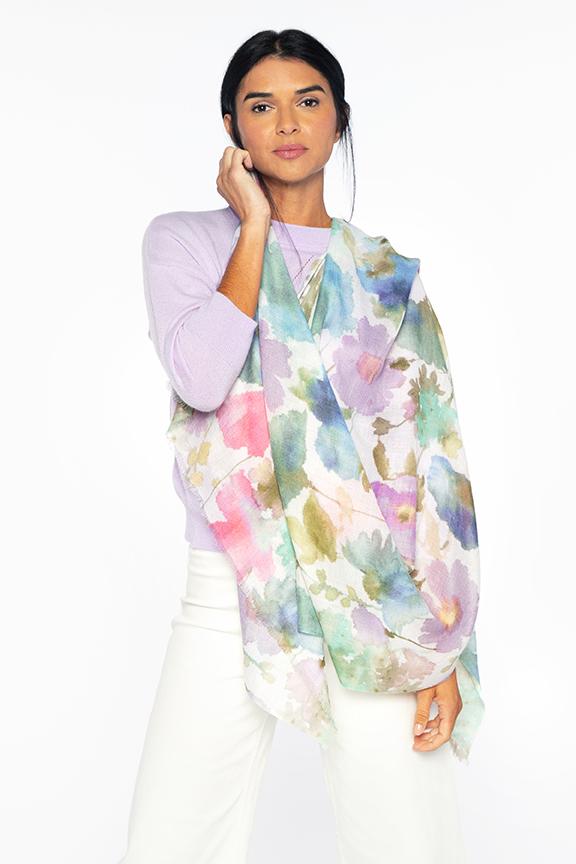 Flores Print Scarf Kinross Cashmere