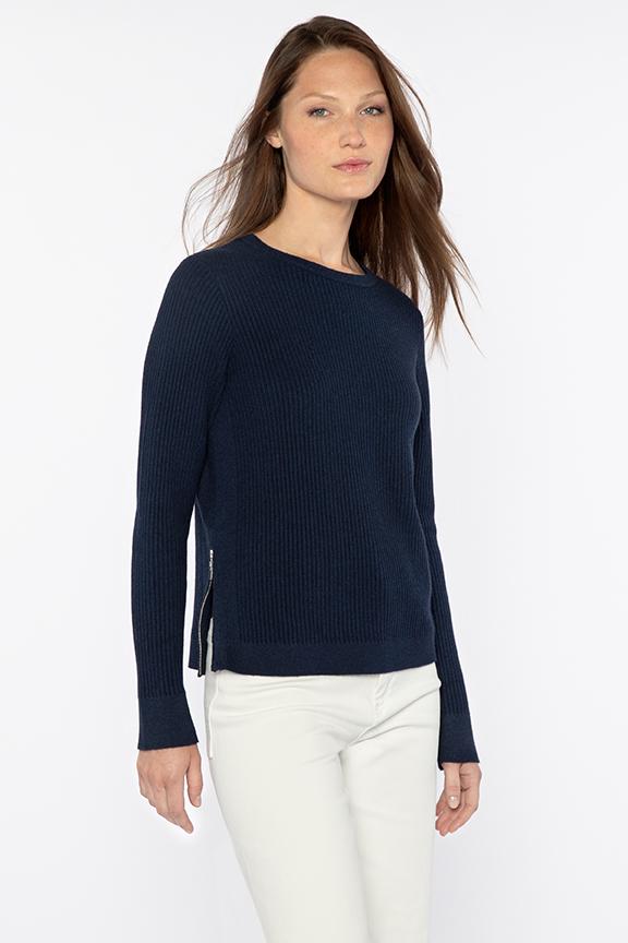 Rib Side Zip Crew Kinross Cashmere