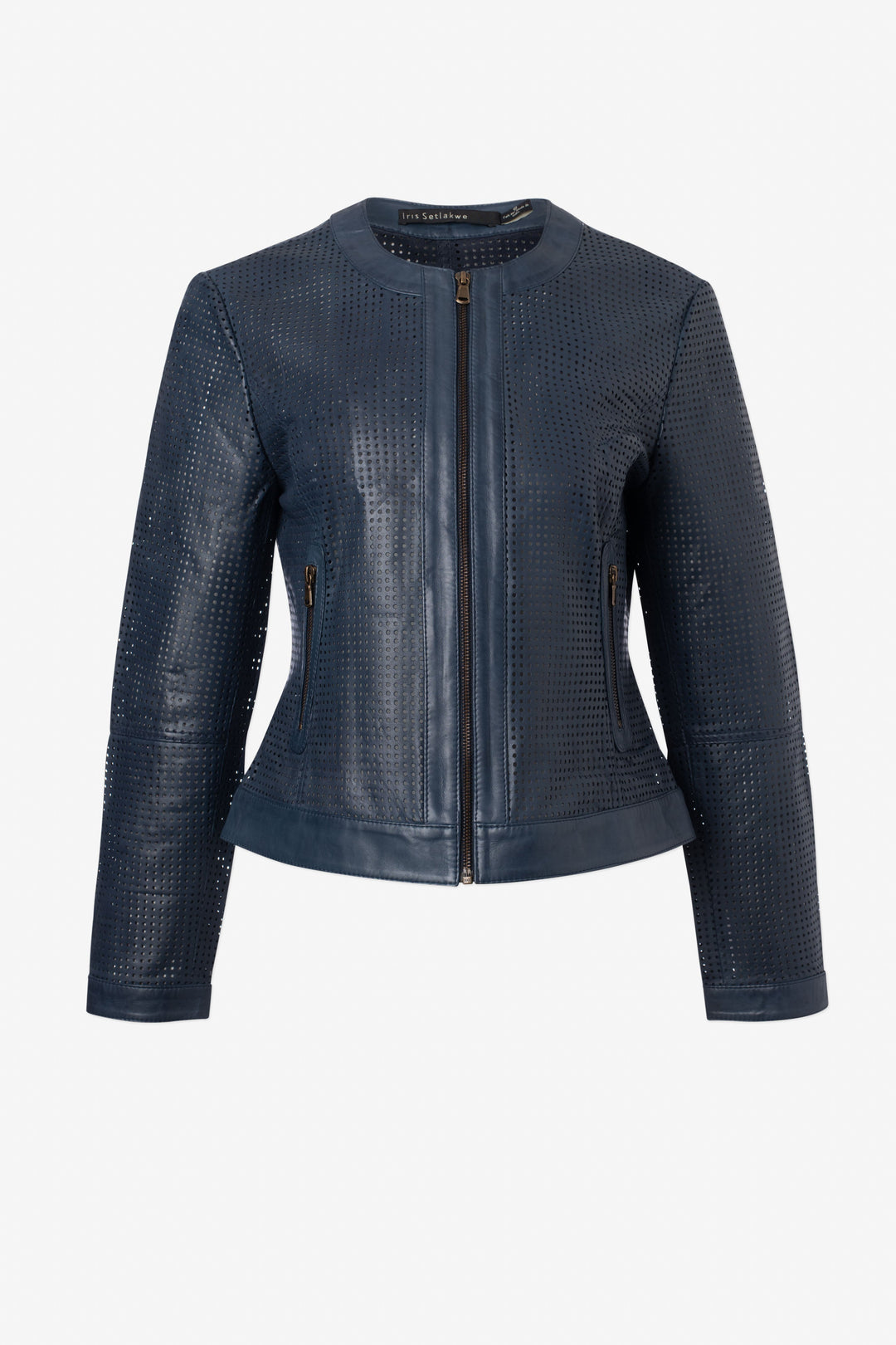 Perforated leather moto jacket