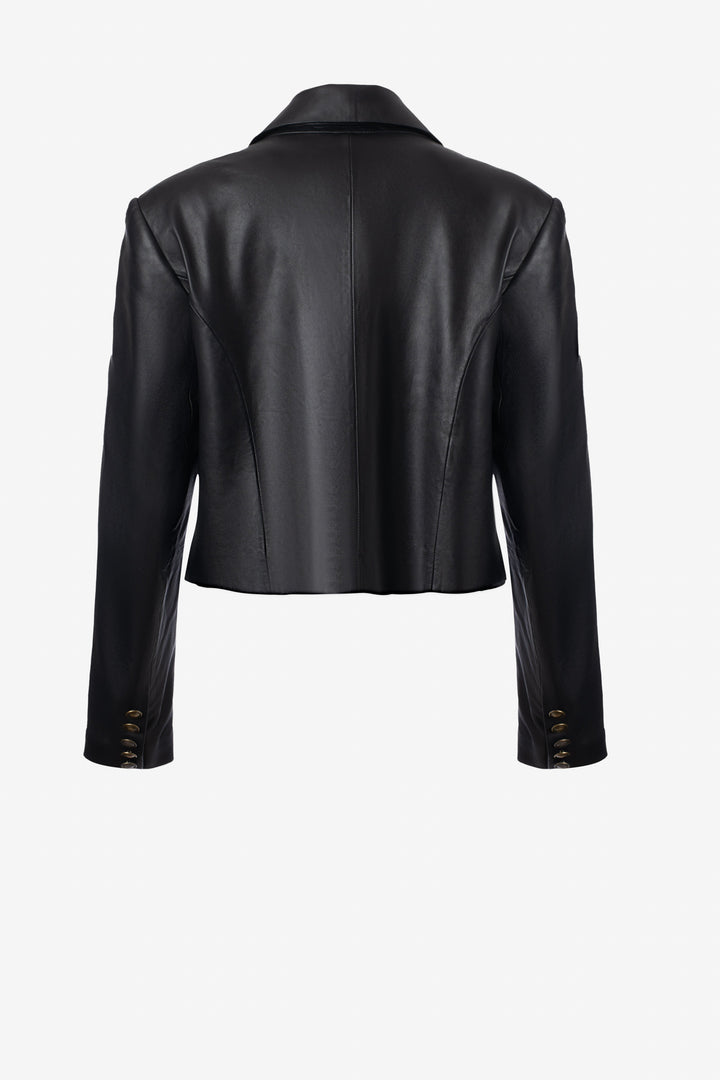 Leather boxy crop jacket