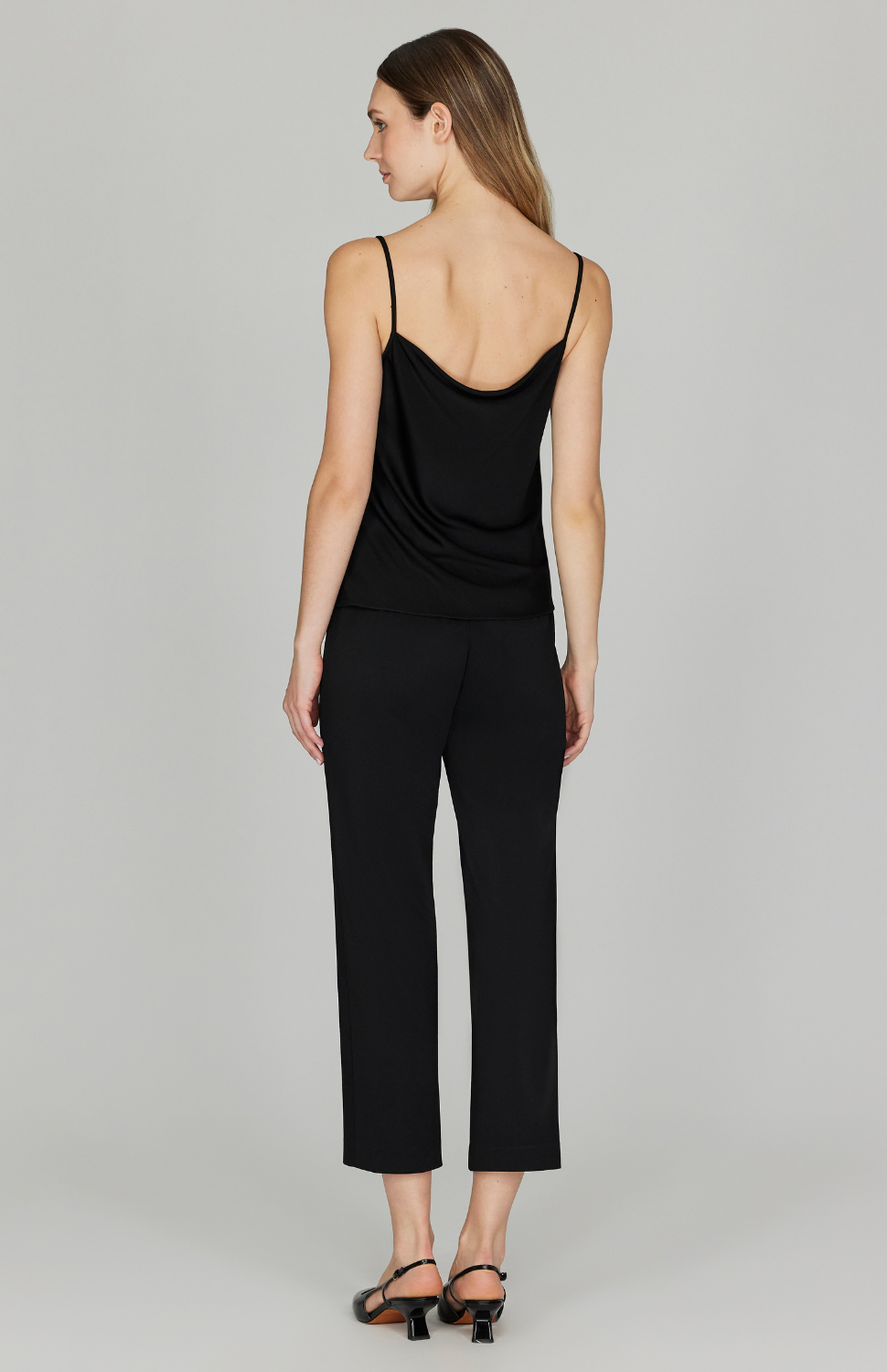 Matte Jersey Straight Cropped Pant w/ Back Elastic