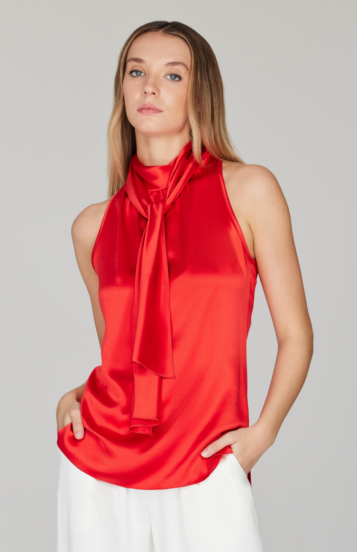 Satin Tie Neck Top