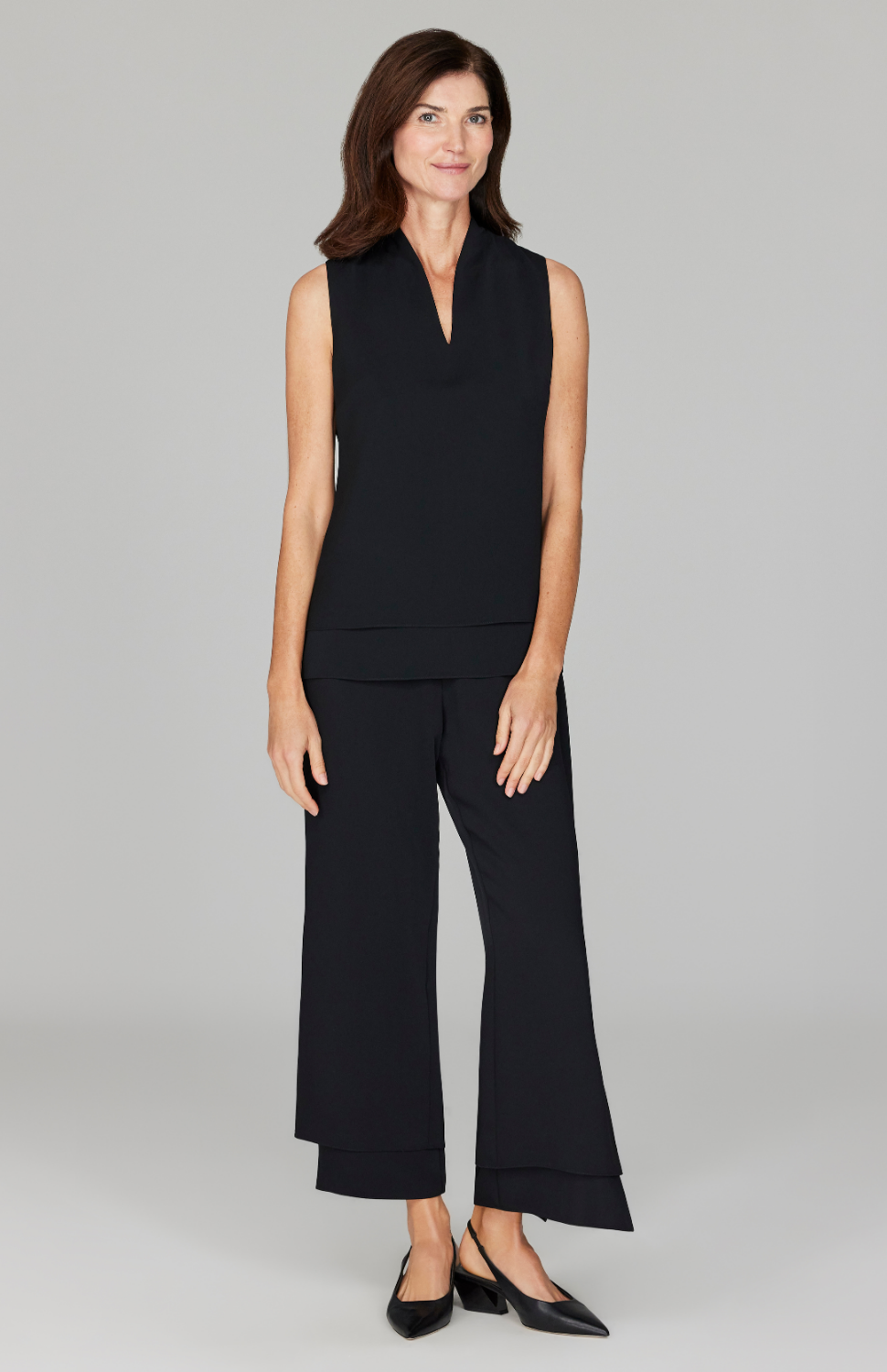 Lustrous Crepe Double Layer Pant