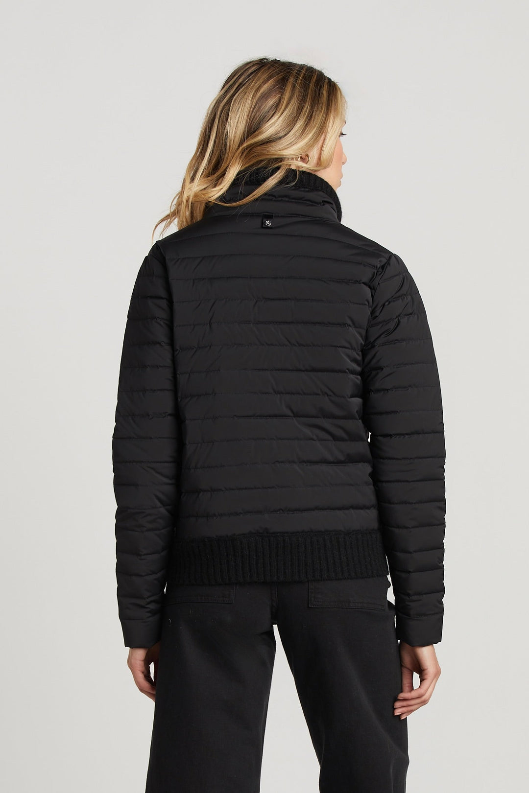 Lulu Light Weight Quilted Down Jacket w/ Knit Trim Details