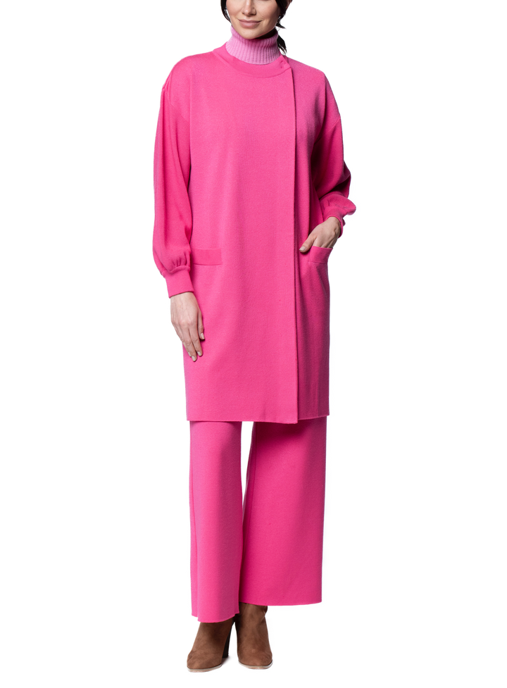 Lora Flat-Knit Car Coat, Barbie Pink