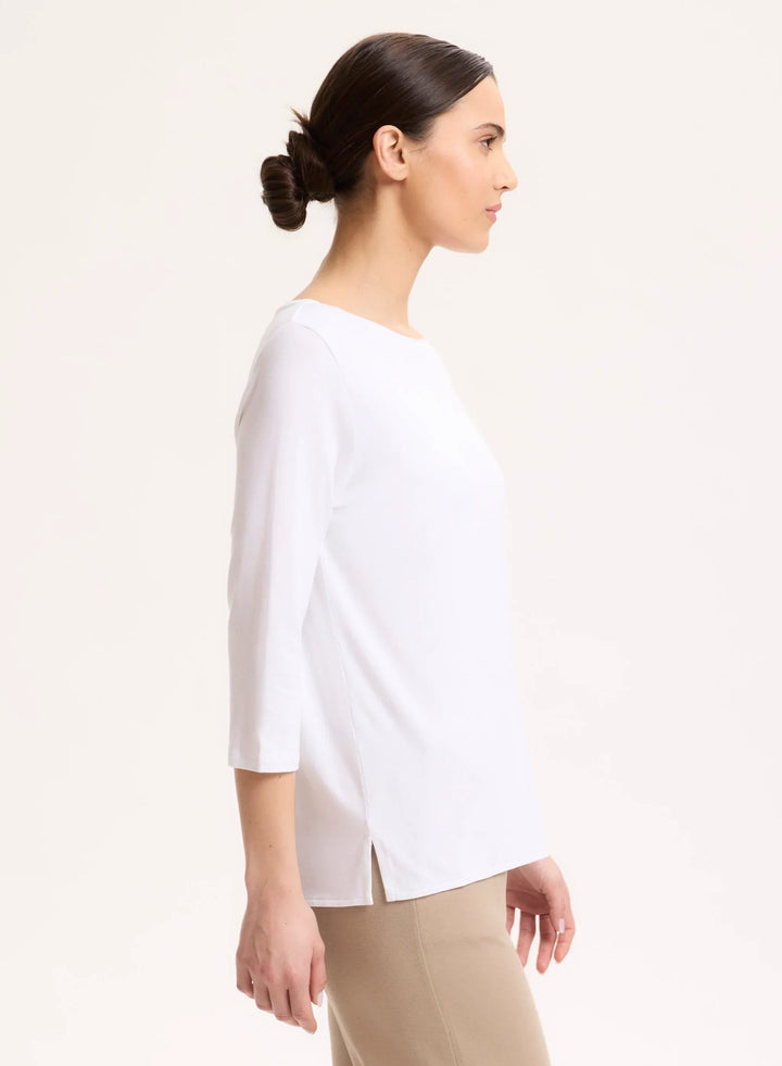 Soft Touch Relaxed 3/4 Sleeve Boatneck T-Shirt