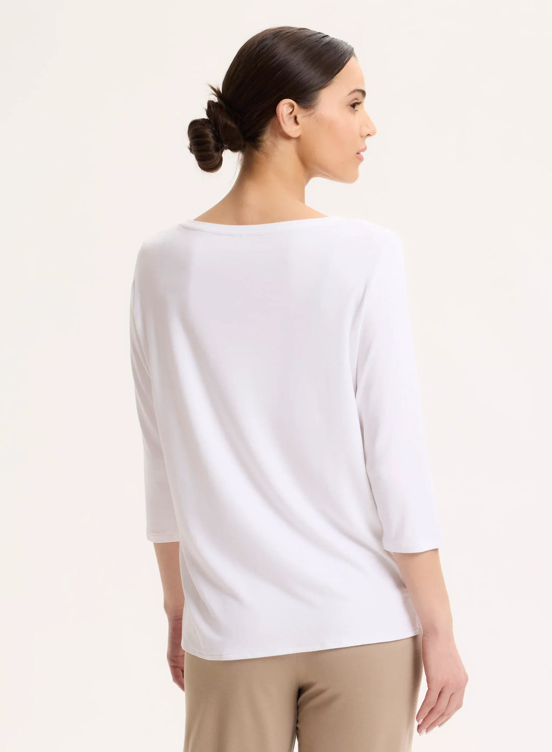 Soft Touch Relaxed 3/4 Sleeve Boatneck T-Shirt