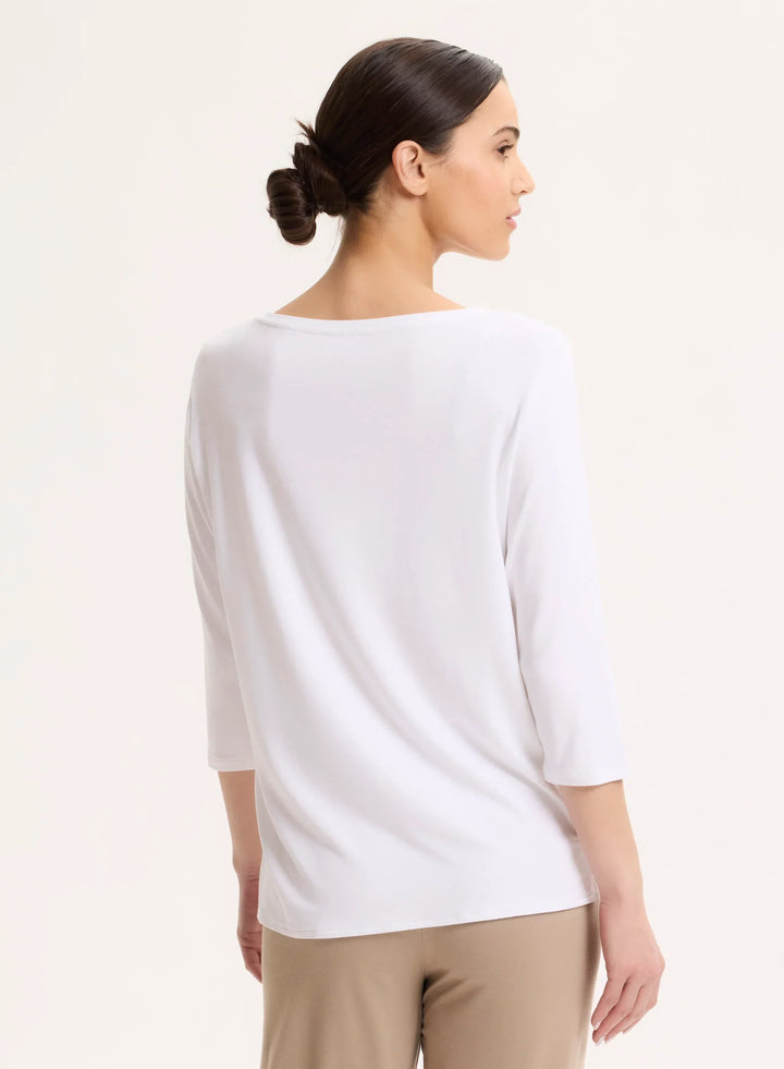 Soft Touch Relaxed 3/4 Sleeve Boatneck T-Shirt