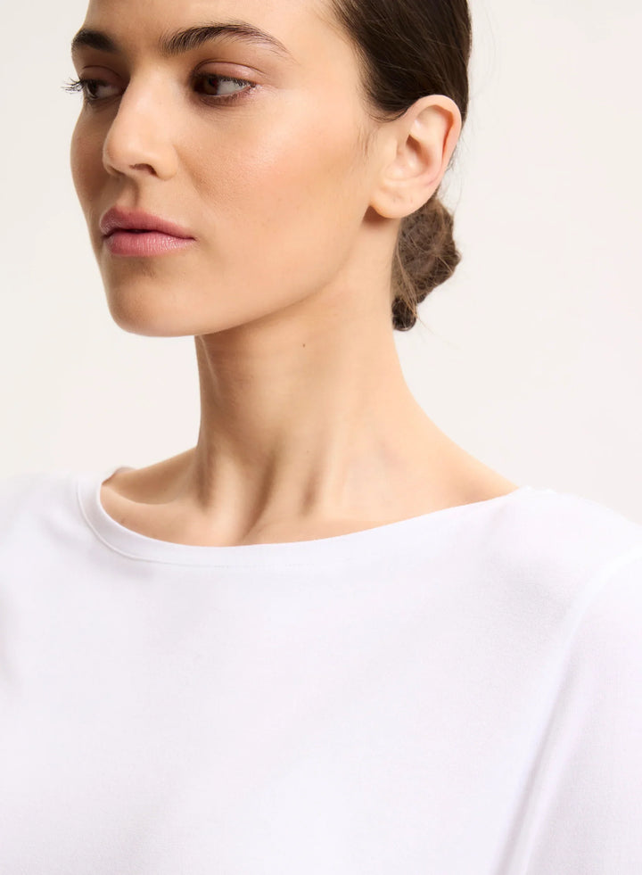 Soft Touch Relaxed 3/4 Sleeve Boatneck T-Shirt