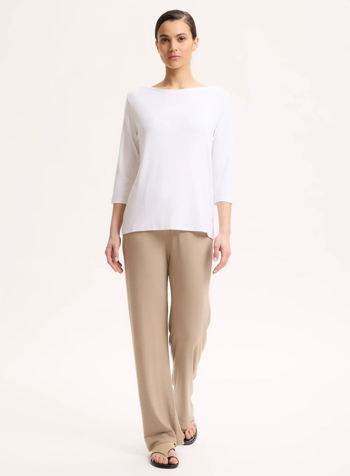 Soft Touch Relaxed 3/4 Sleeve Boatneck T-Shirt