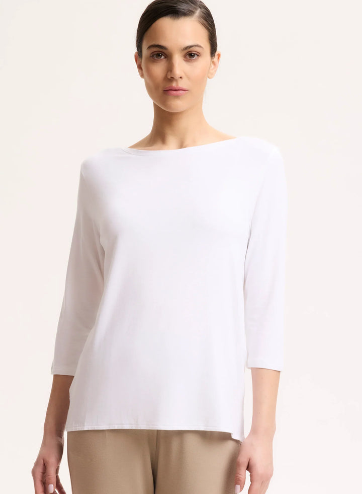 Soft Touch Relaxed 3/4 Sleeve Boatneck T-Shirt