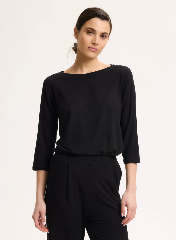Soft Touch Relaxed 3/4 Sleeve Boatneck T-Shirt