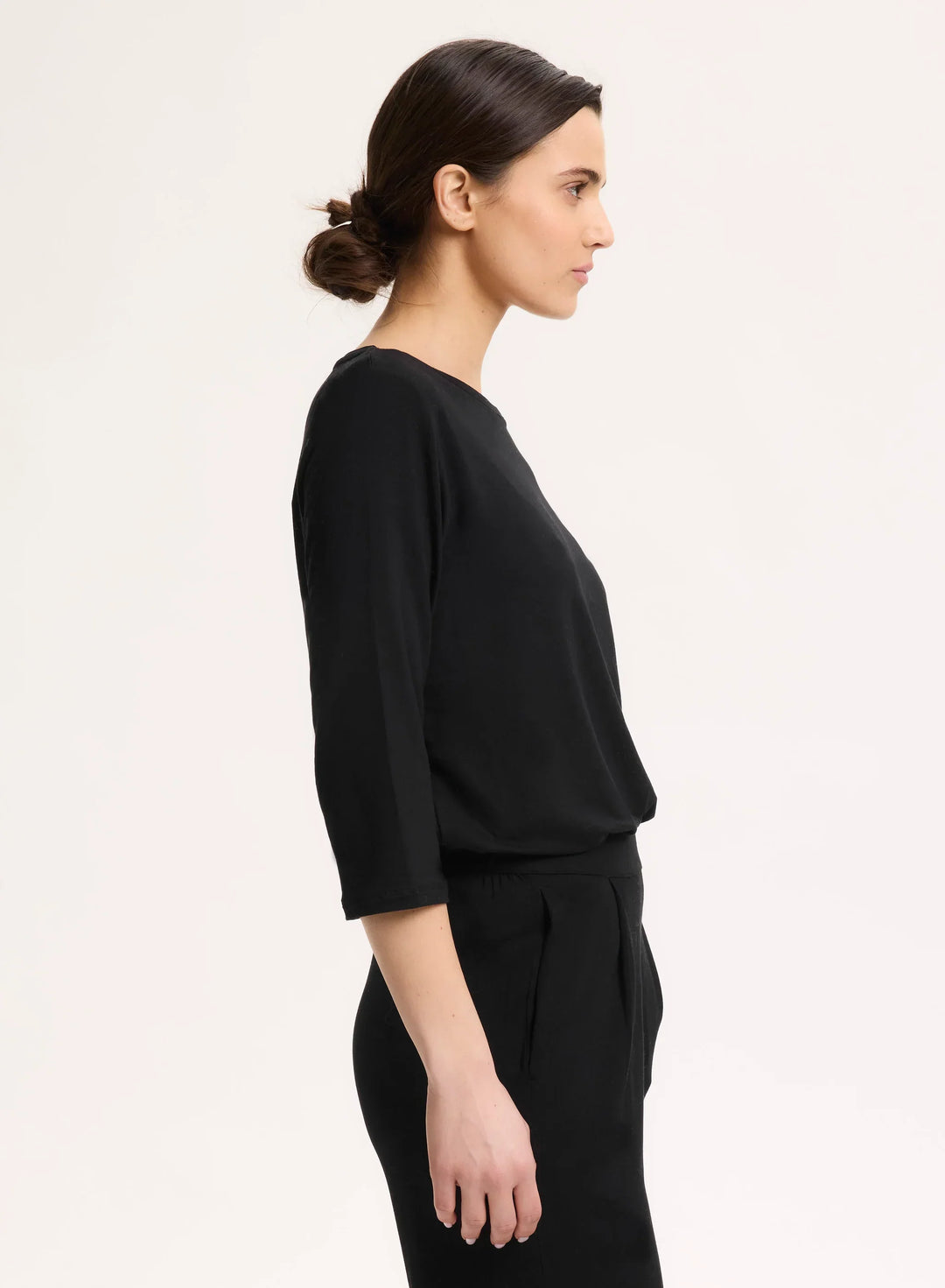 Soft Touch Relaxed 3/4 Sleeve Boatneck T-Shirt