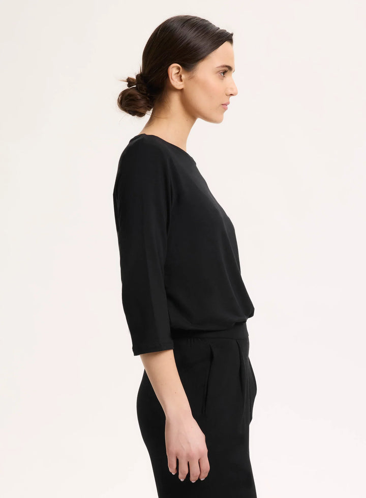 Soft Touch Relaxed 3/4 Sleeve Boatneck T-Shirt