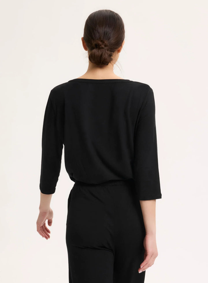 Soft Touch Relaxed 3/4 Sleeve Boatneck T-Shirt