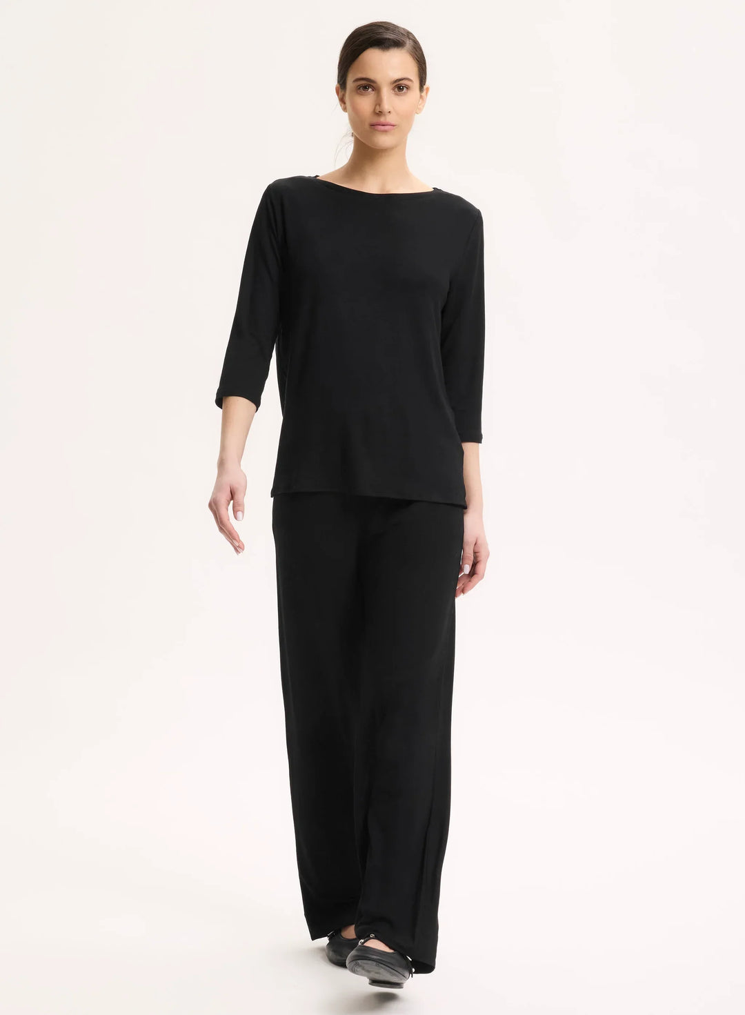 Soft Touch Relaxed 3/4 Sleeve Boatneck T-Shirt