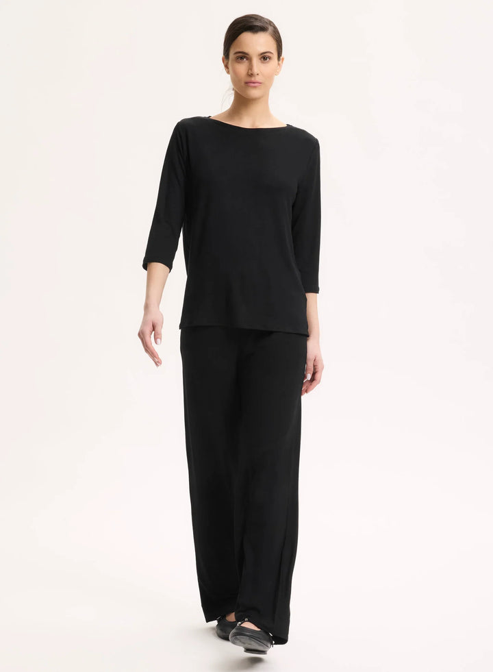 Soft Touch Relaxed 3/4 Sleeve Boatneck T-Shirt