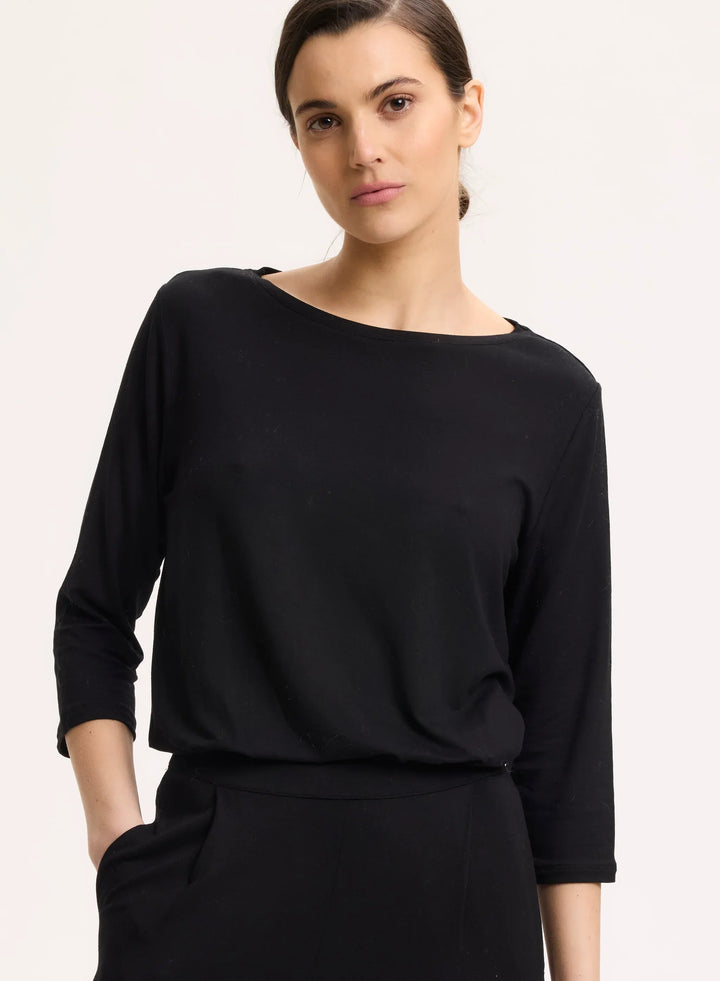 Soft Touch Relaxed 3/4 Sleeve Boatneck T-Shirt