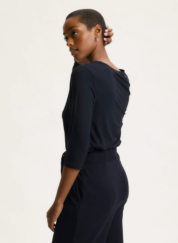 Soft Touch Relaxed 3/4 Sleeve Boatneck T-Shirt