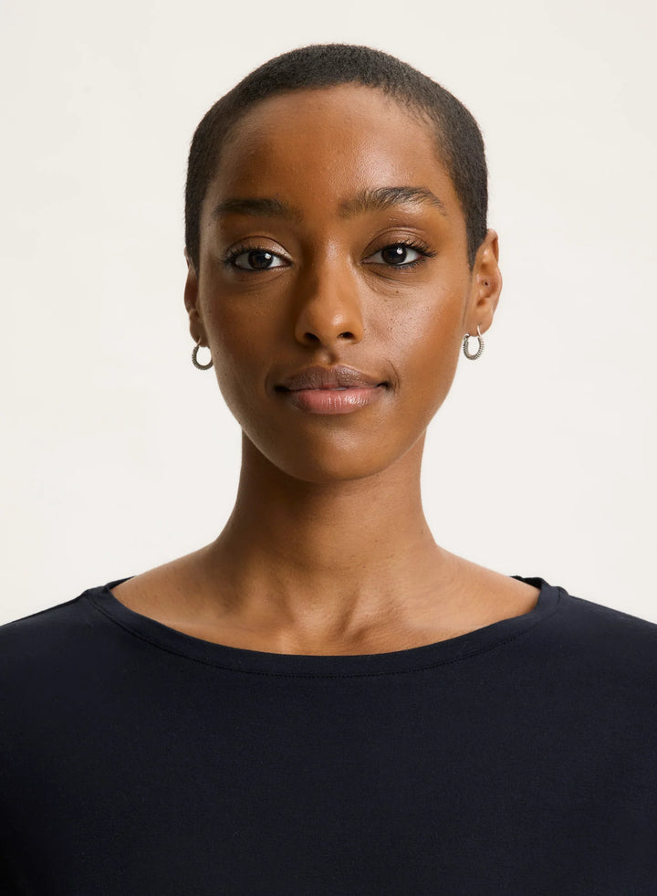 Soft Touch Relaxed 3/4 Sleeve Boatneck T-Shirt