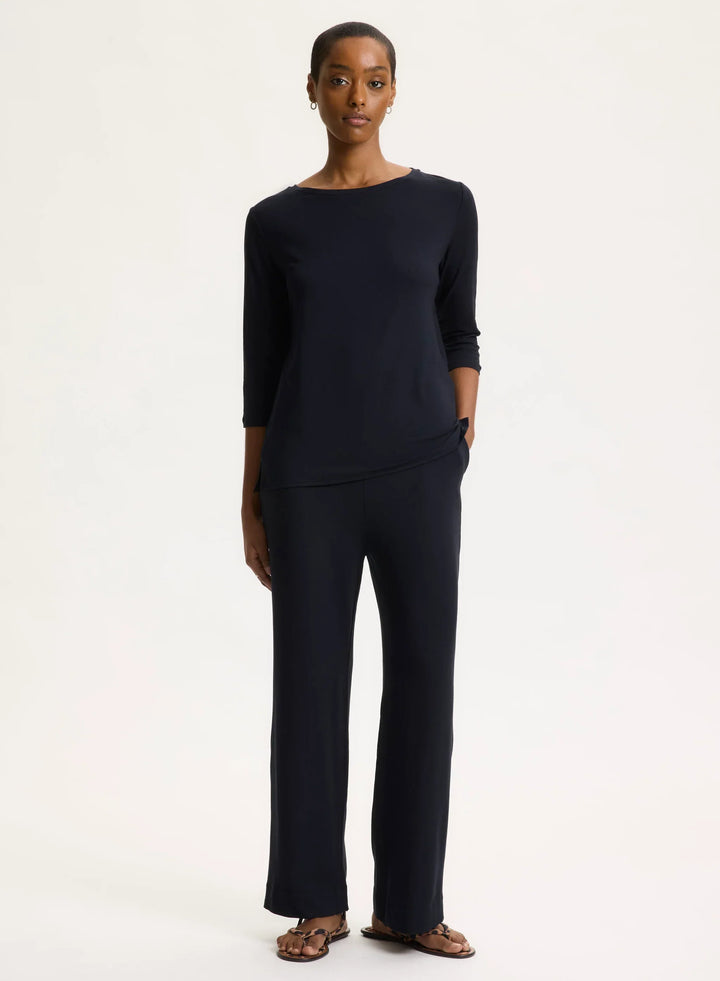 Soft Touch Relaxed 3/4 Sleeve Boatneck T-Shirt