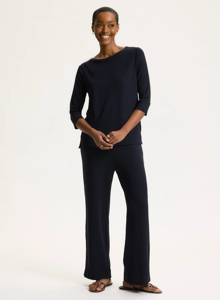 Soft Touch Relaxed 3/4 Sleeve Boatneck T-Shirt