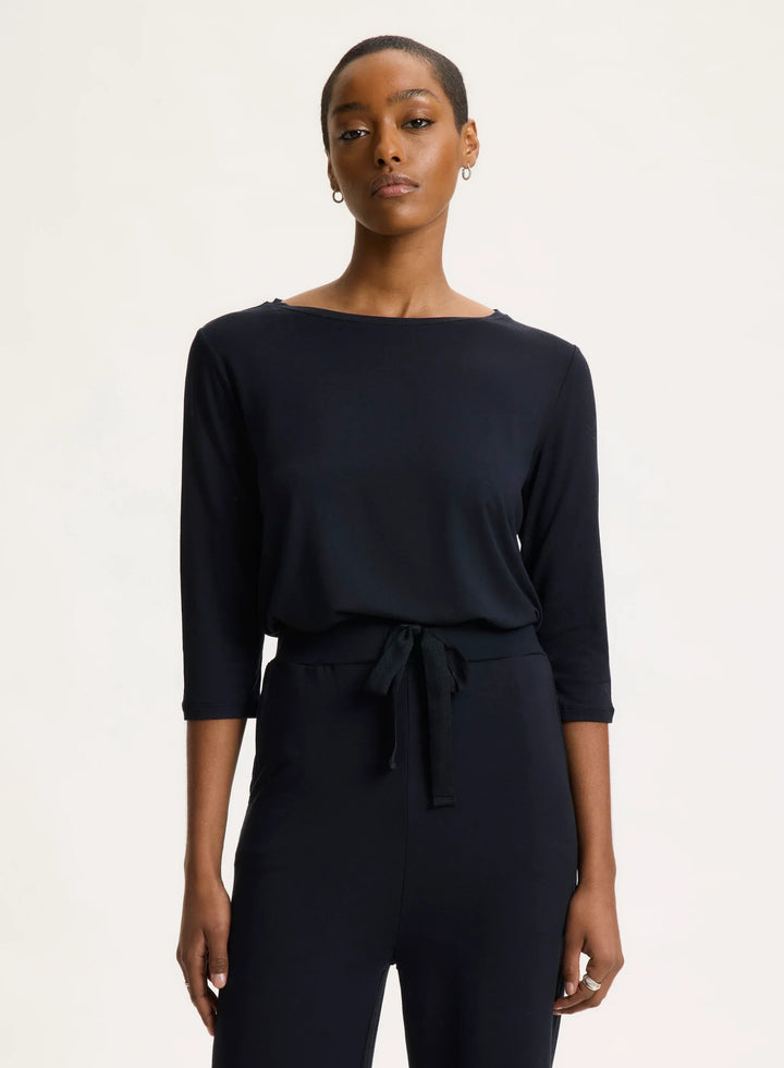 Soft Touch Relaxed 3/4 Sleeve Boatneck T-Shirt