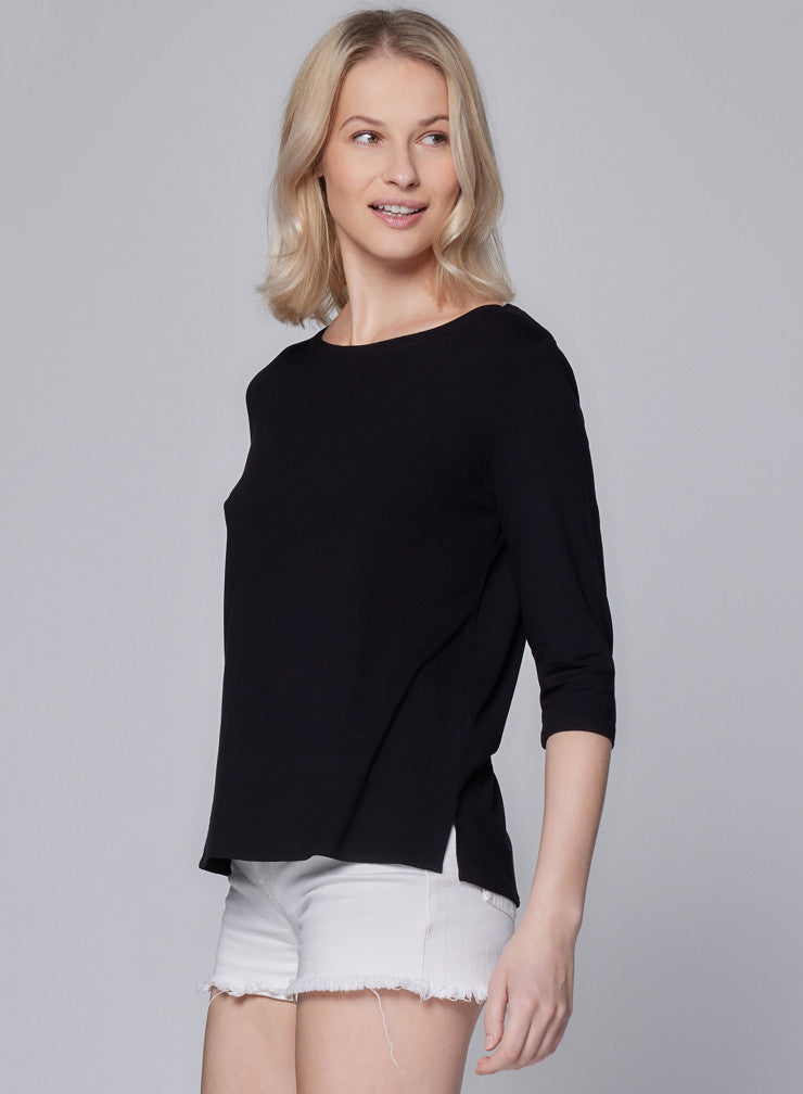 Soft Touch Relaxed 3/4 Sleeve Boatneck T-Shirt - BOATNECK 3/4 SLV - Majestic Filatures North America