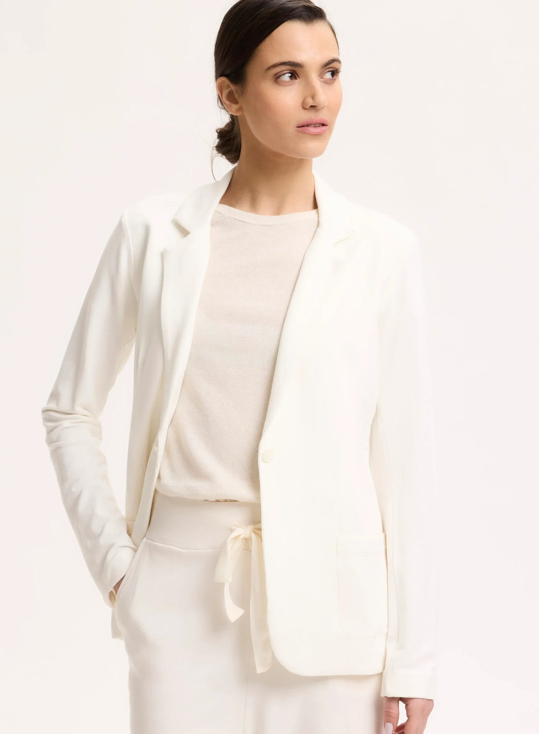 French Terry Looped One-Button Blazer
