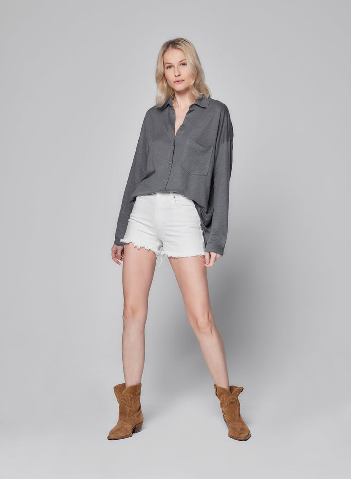 Stretch Linen Relaxed Boyfriend Shirt