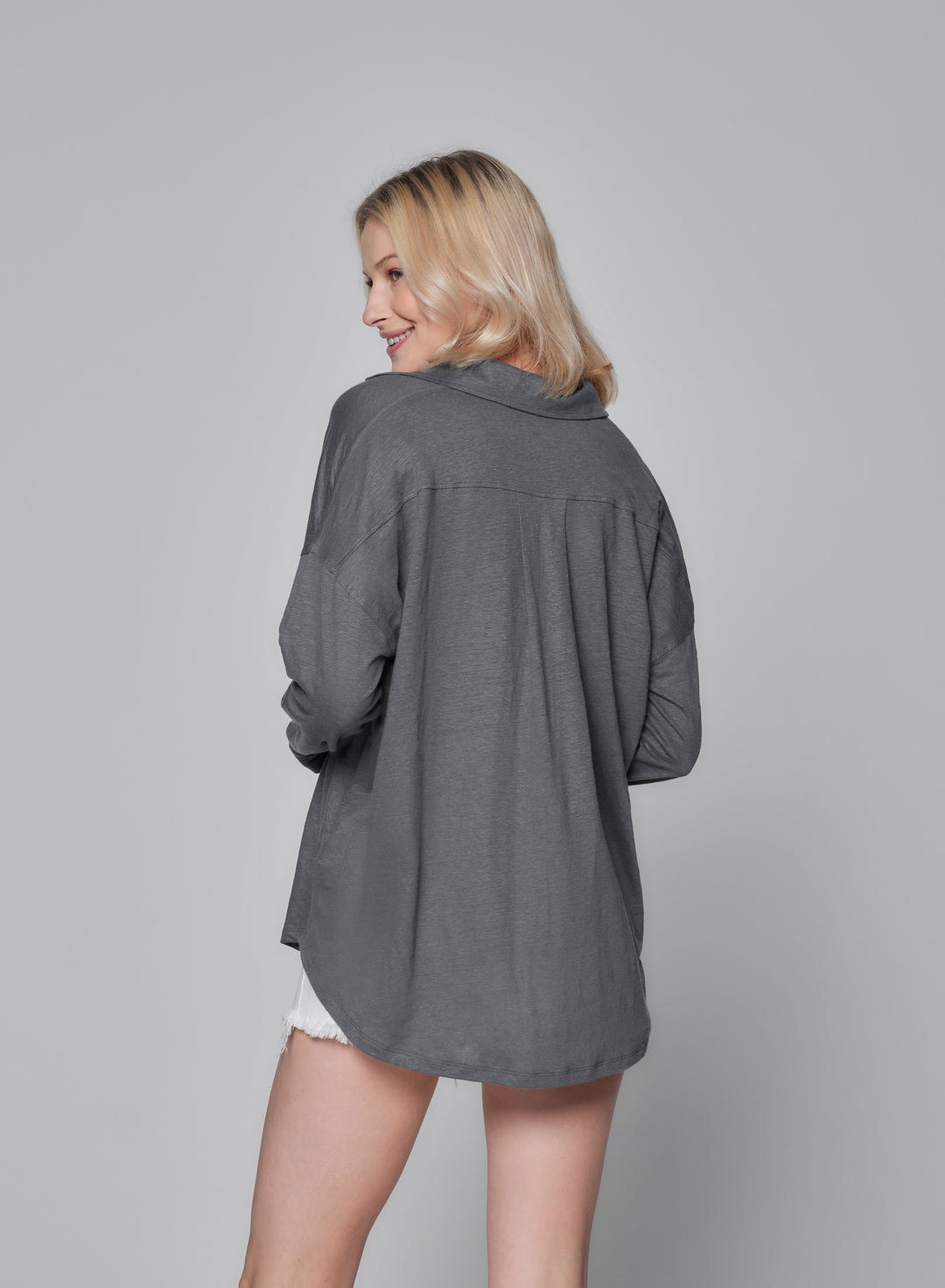Stretch Linen Relaxed Boyfriend Shirt