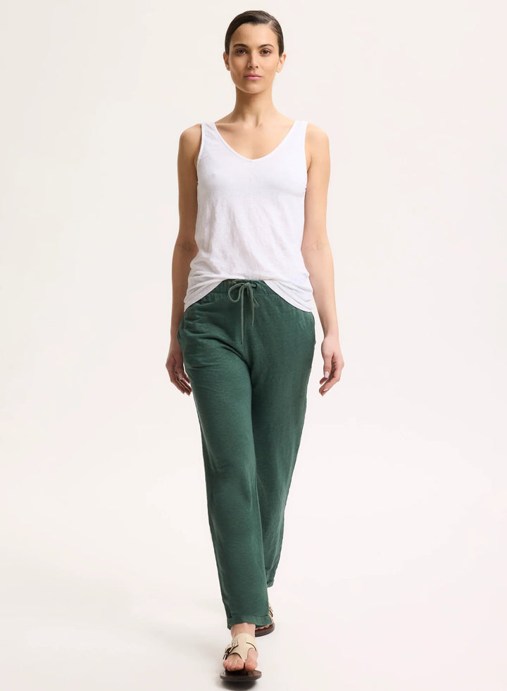 Stretch Linen Double V-Neck Tank