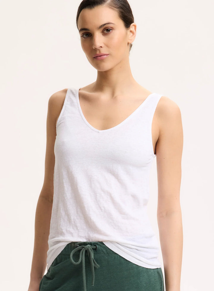 Stretch Linen Double V-Neck Tank