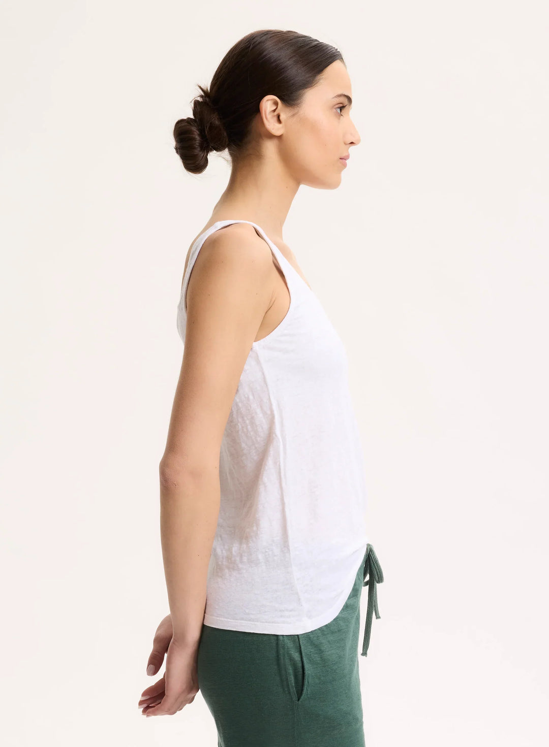 Stretch Linen Double V-Neck Tank
