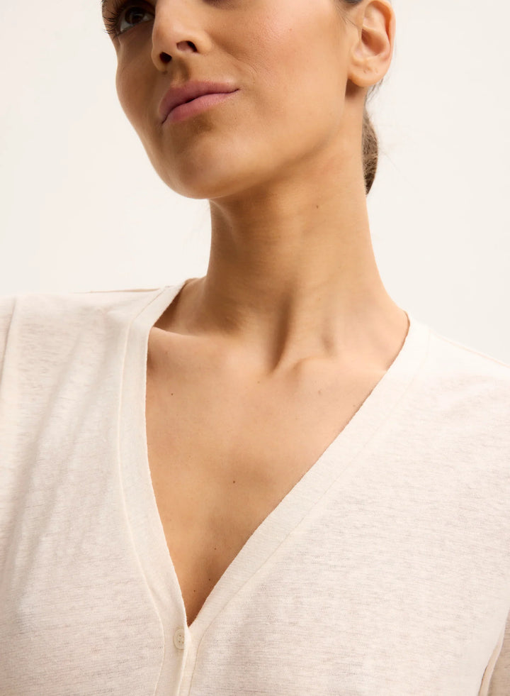 Stretch Linen V-Neck Cardigan