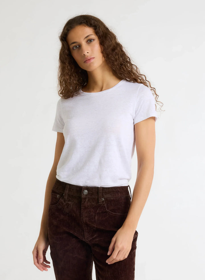 Stretch Linen Short Sleeve Crewneck T-Shirt