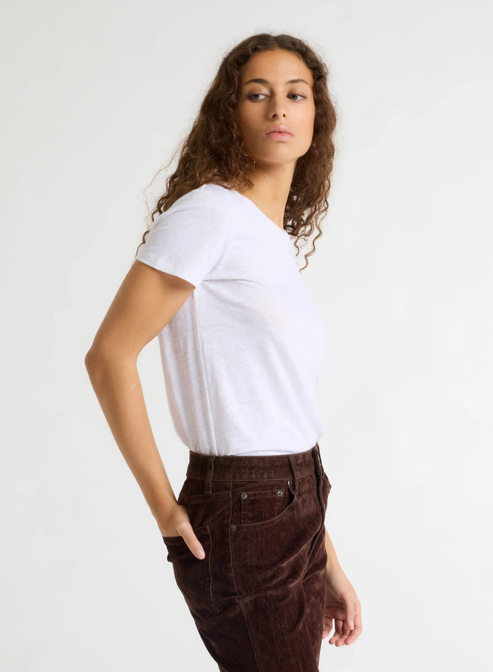 Stretch Linen Short Sleeve Crewneck T-Shirt